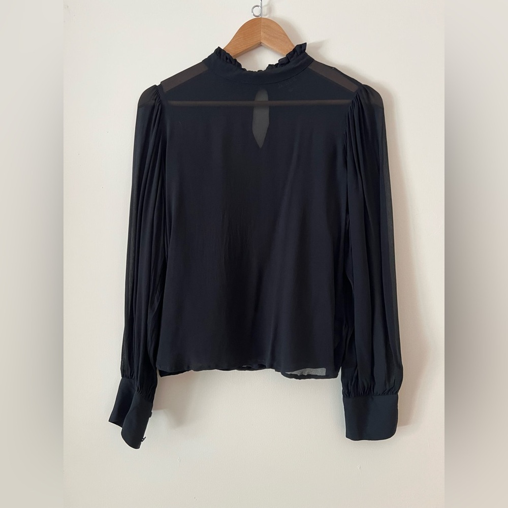 J. Crew Ruffleneck Top in Chiffon Black